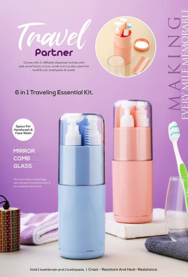 6-in-1 Travel Kit - Compact, Leak-Proof Organizer